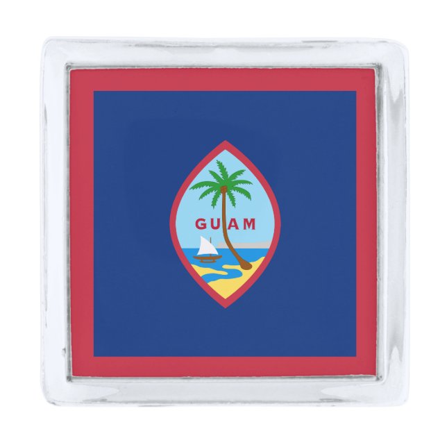 Guam Flag Silver Finish Lapel Pin (Front)