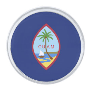 Guam flag silver finish lapel pin