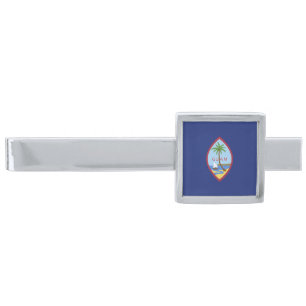 Guam flag silver finish tie bar