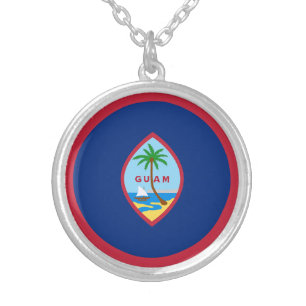 Guam Flag Silver Plated Necklace