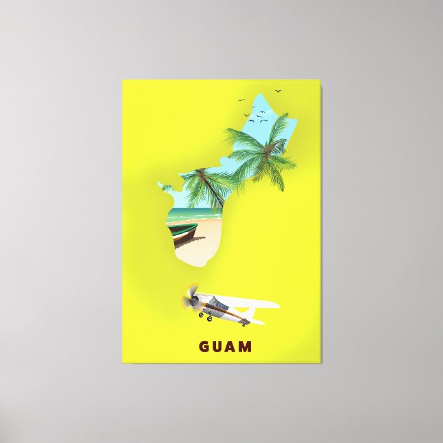 Guam illustrated map travel poster canvas print (Front)