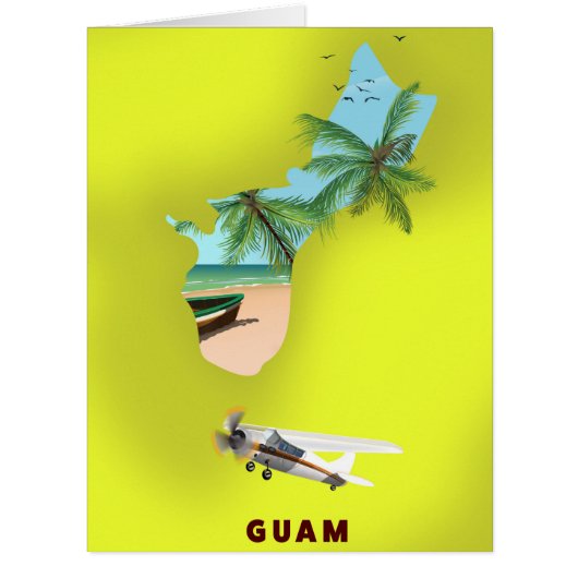 Guam illustrated map travel poster cards (Front)