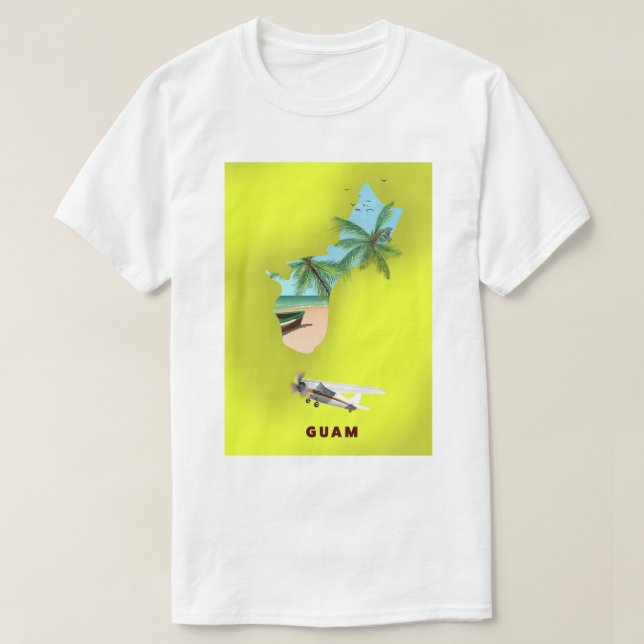 Guam illustrated map travel poster T-Shirt (Design Front)