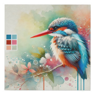 Guam Kingfisher 280824AREF111 - Watercolor Faux Canvas Print