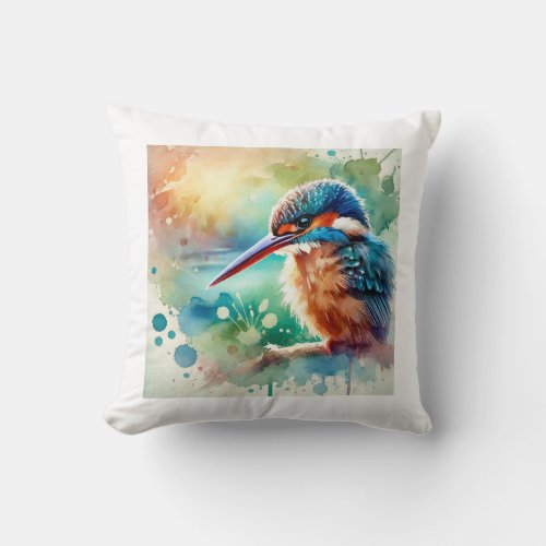 Guam Kingfisher Bird 150624AREF120 _ Watercolor Throw Pillow