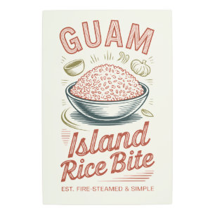 Guam Metal Art Print Island Rice Bite Sign