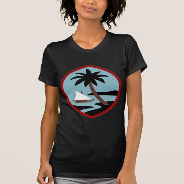 Guam Palm tree and beach peace calm joy T-Shirt (Front)