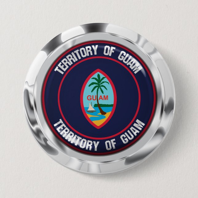 Guam Round Emblem Button (Front)