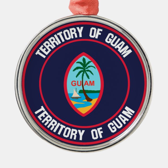 Guam Round Emblem Metal Ornament (Front)