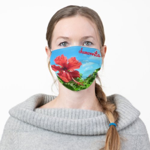 GUAM RUN 671 Chamorrita HIbiscus Adult Cloth Face Mask