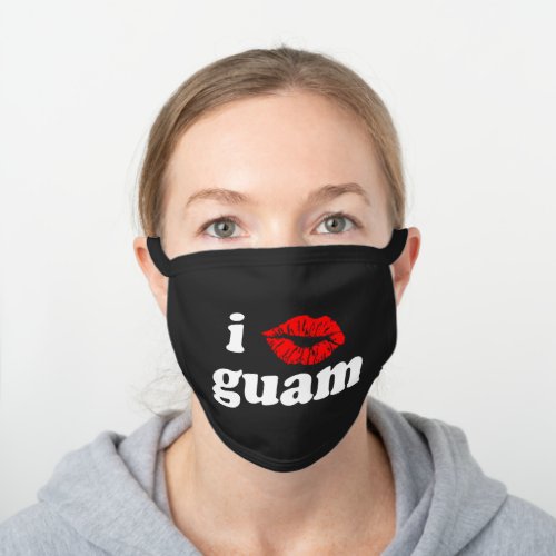 GUAM RUN 671 Kiss Lips Black Cotton Face Mask