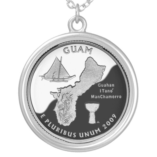 Guam state quarter silver plated necklace (Front)