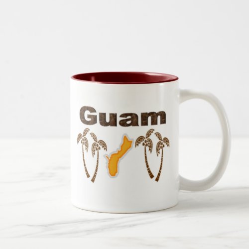 Guam with palm trees Two_Tone coffee mug