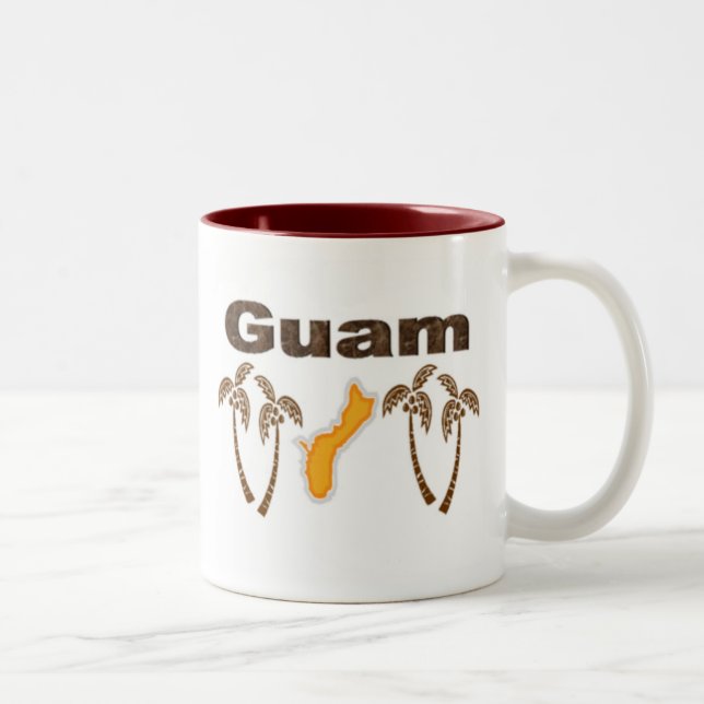 Guam with palm trees Two-Tone coffee mug (Right)