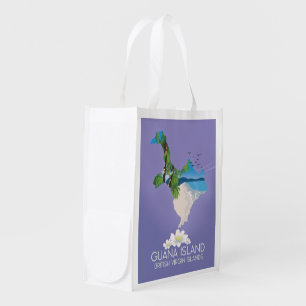 Guana Island British Virgin Islands travel poster Grocery Bag