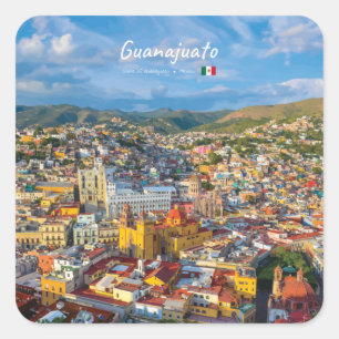 Guanajuato, Mexico - Colorful Cityscape Square Sticker