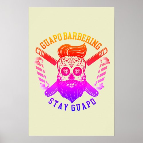Guapo Barbering Glossy print rainbow poster