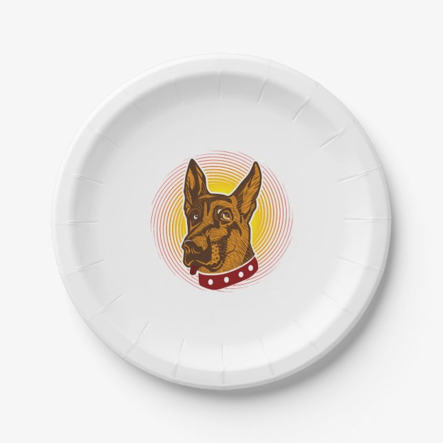 Guard Dog Belgian Malinois Shepherd Paper Plates (Front)