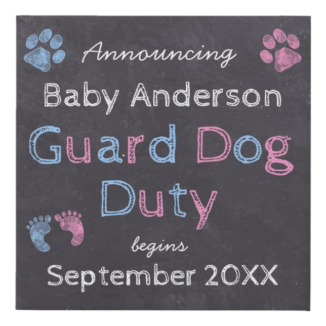 Guard Dog Duty Begins Pregnancy Announcement Sign (Front)