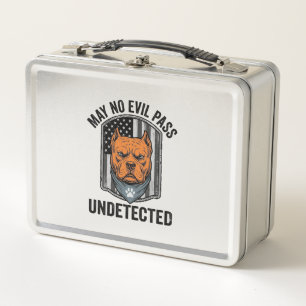 Guard Dog May No Evil Pass Vintage Vector Design Metal Lunch Box