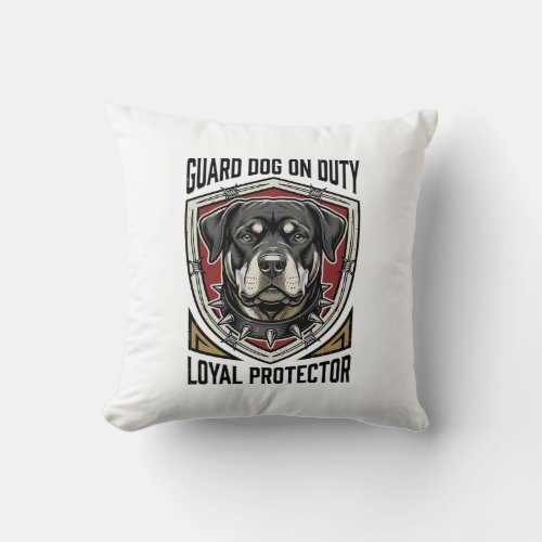 Guard Dog Shirt Vintage Engraved Protector Art_1 Throw Pillow