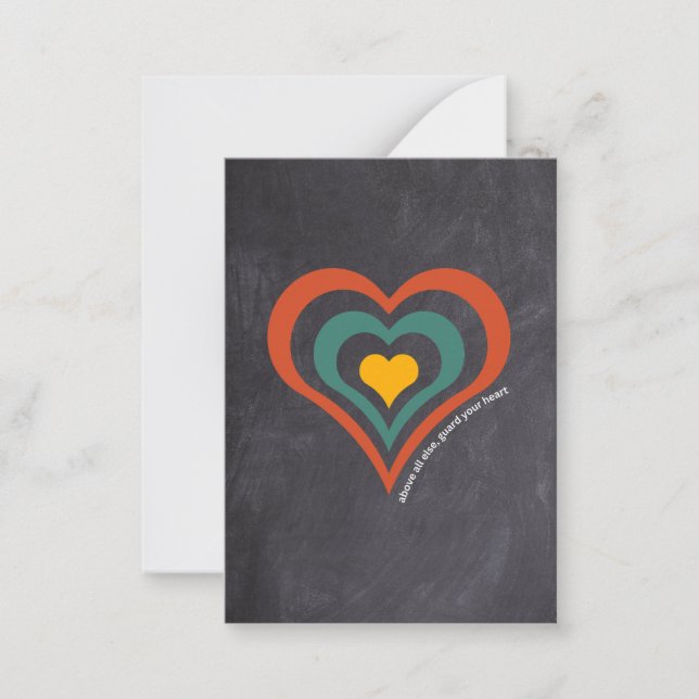 Guard Your Heart Bible Verse Retro Christian Note Card (Front)