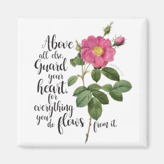 Guard your Heart - Vintage Rose, Proverbs 4:23 Magnet