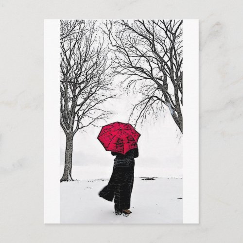 Guarda Chuva vermelho Red umbrella Postcard