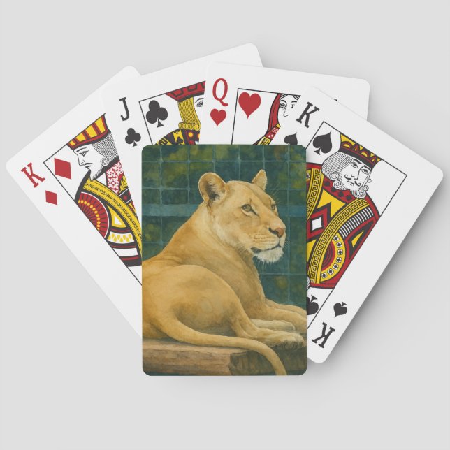Guarded Rest – Lion Pair in Sanctuary Setting Poker Cards (Back)