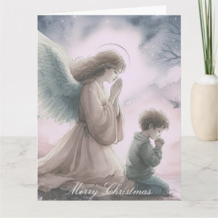 Guardian Angel and Child Praying Together Card