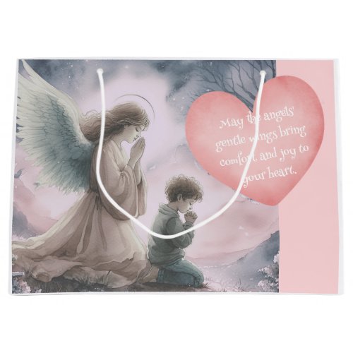 Guardian angel and child praying together large gift bag