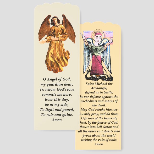 Guardian Angel and St Michael prayers Bookmarks (Front & Back)