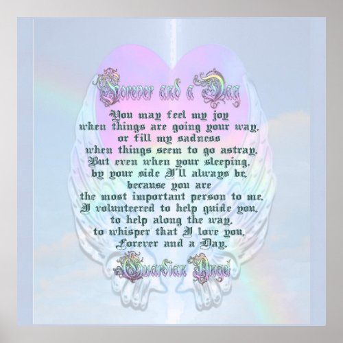 Guardian Angel Angel Wings and Heart Poem Poster
