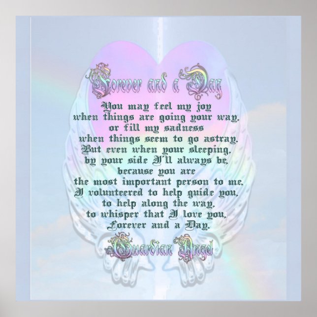 Guardian Angel Angel Wings and Heart Poem Poster (Front)
