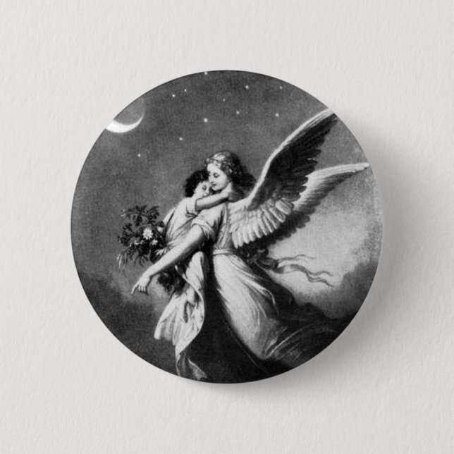 Guardian Angel At Night Pinback Button (Front)