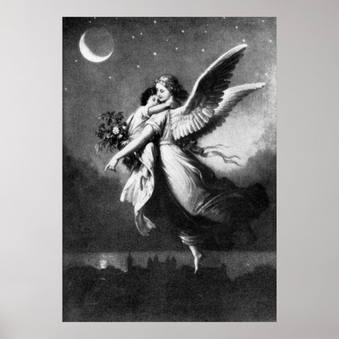 Guardian Angel At Night Print