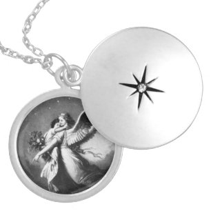 Guardian Angel At Night Silver Plated Necklace