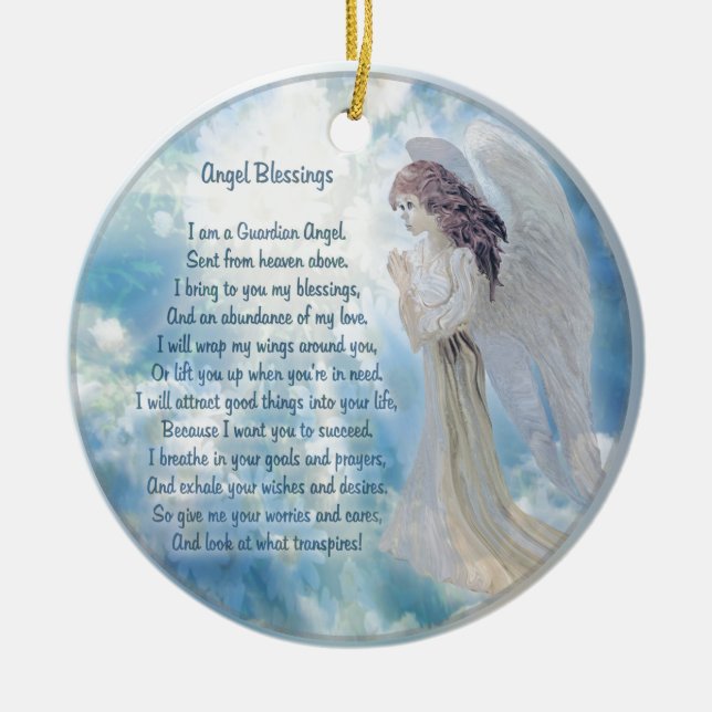 Guardian Angel Blessings Ceramic Ornament (Front)