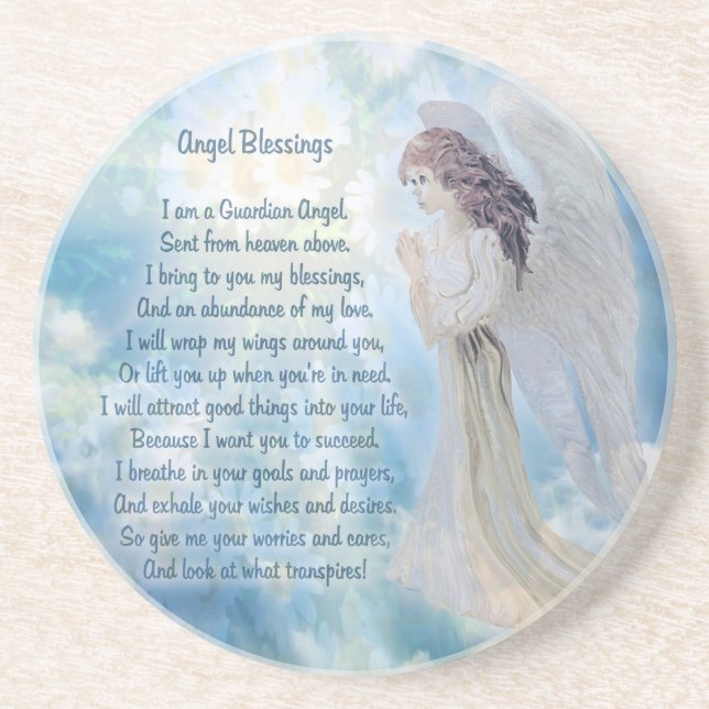 Guardian Angel Blessings Drink Coaster (Front)