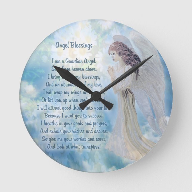 Guardian Angel Blessings Round Clock (Front)