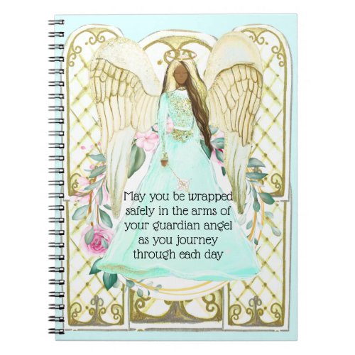 Guardian angel blue dress with floral poem notebook