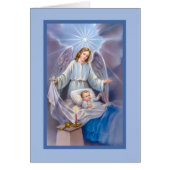 Guardian Angel boy baby candle heavens blue (Front)