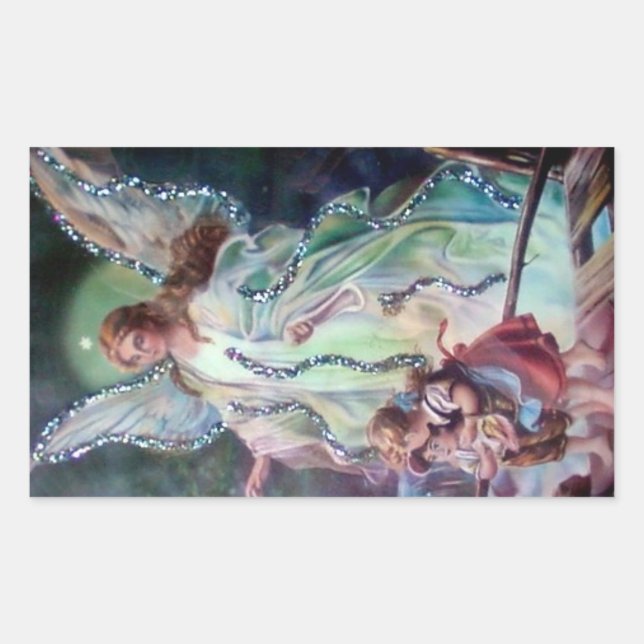 GUARDIAN ANGEL c. 1900 rectangular Rectangular Sticker (Front)