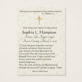 Guardian Angel Catholic Funeral Memorial Holy Card (Back)