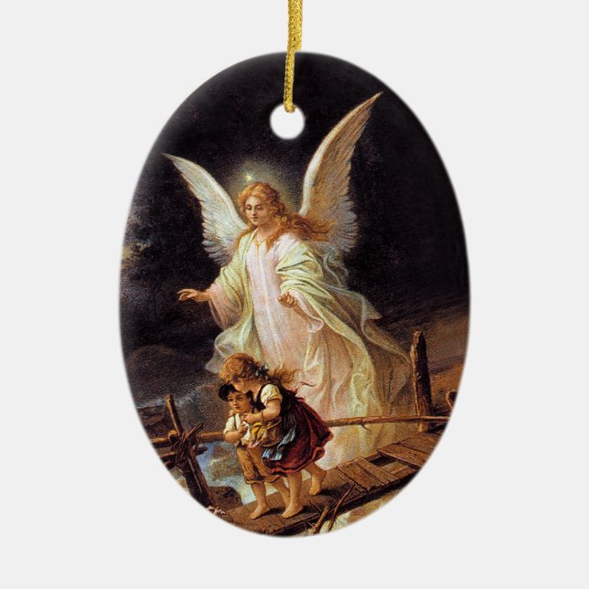 Guardian Angel Ceramic Ornament (Front)