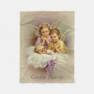 Guardian Angel Cherubs Baby Cloud Personalize Fleece Blanket