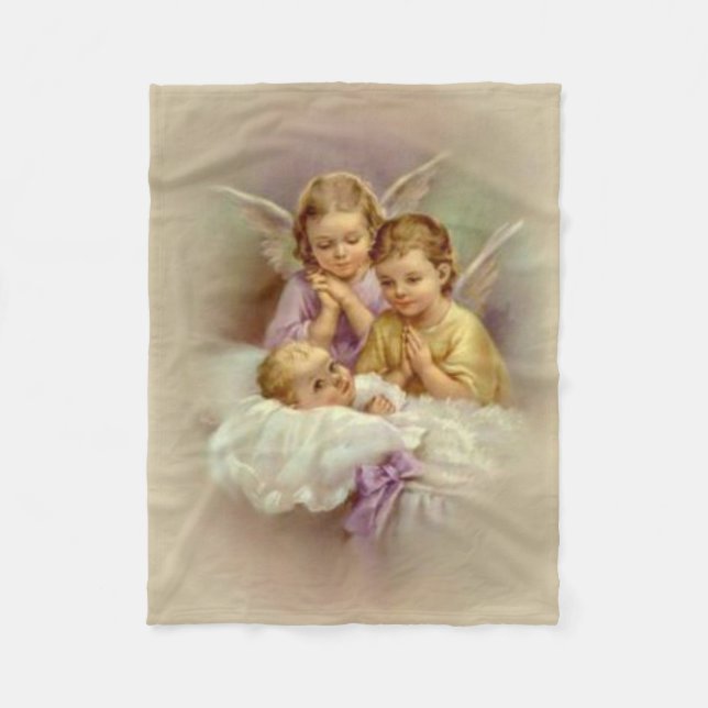 Guardian Angel Cherubs baby in Cloud Fleece Blanket (Front)