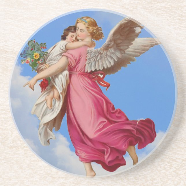 Guardian Angel Child Vintage Art Coaster (Front)