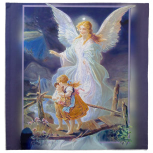 Guardian Angel, Children and Bridge Cloth Napkin