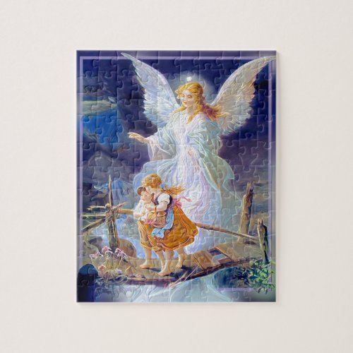 Guardian Angel Children and Bridge Jigsaw Puzzle